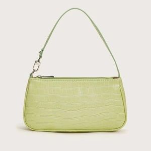 Green Croc Skin Baguette Bag